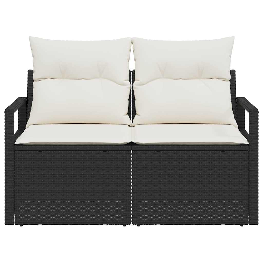 Gartensofa mit Kissen Schwarz 120 x 62 x 69cm Poly-Rattan